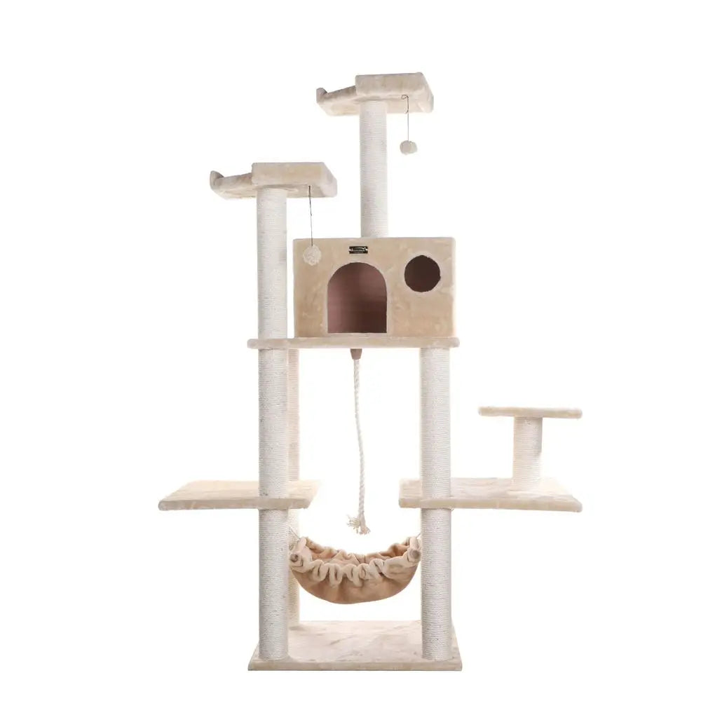 A7202 Real Wood Cat Tree For Multi-Level Climbing Design US Origin