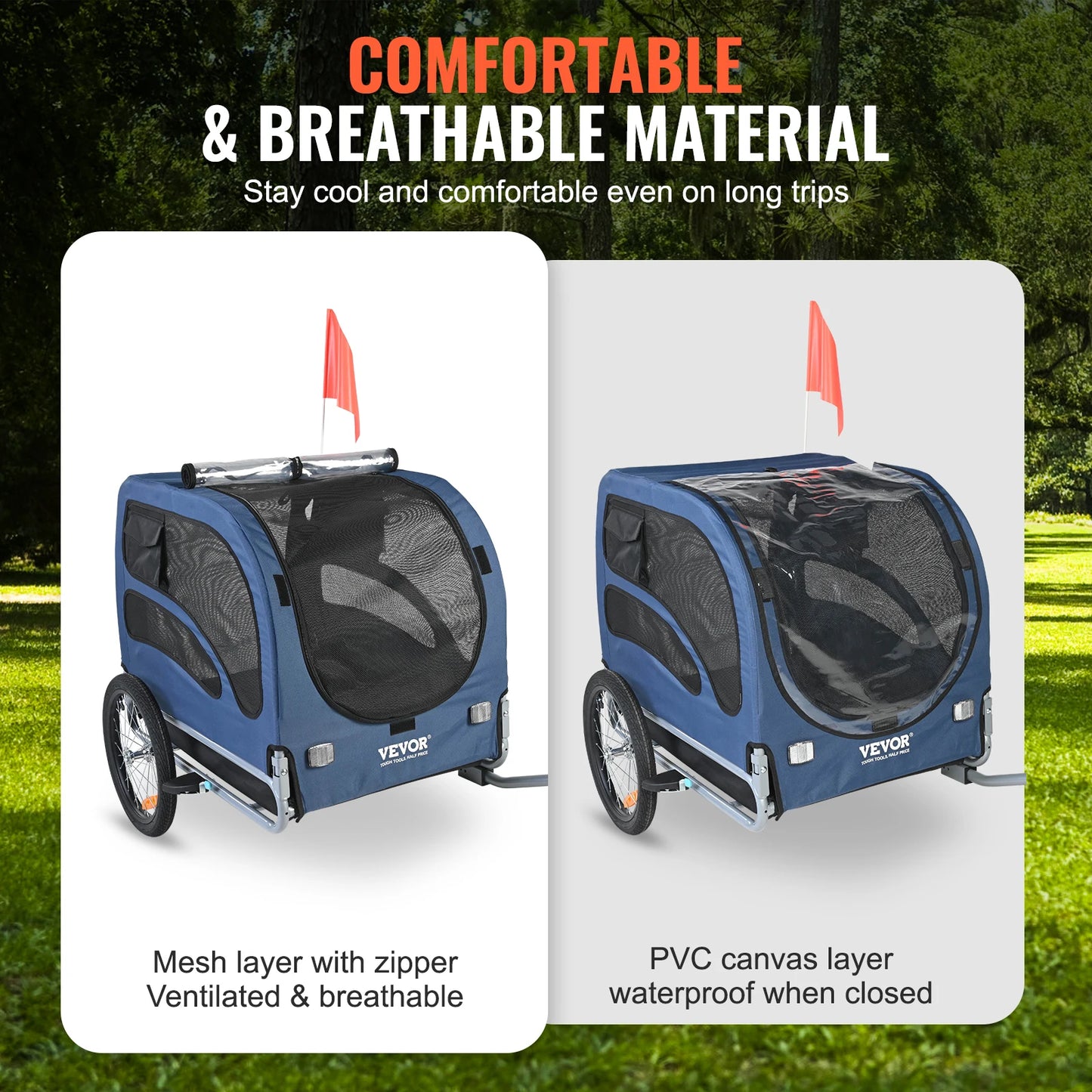 Pet Bicycle Trailer For Dogs With Coupler And Reflectors