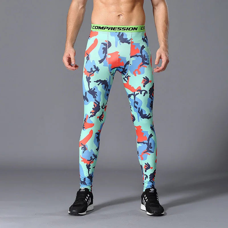 Men Camouflage Running Leggings Quick Dry Training Tights