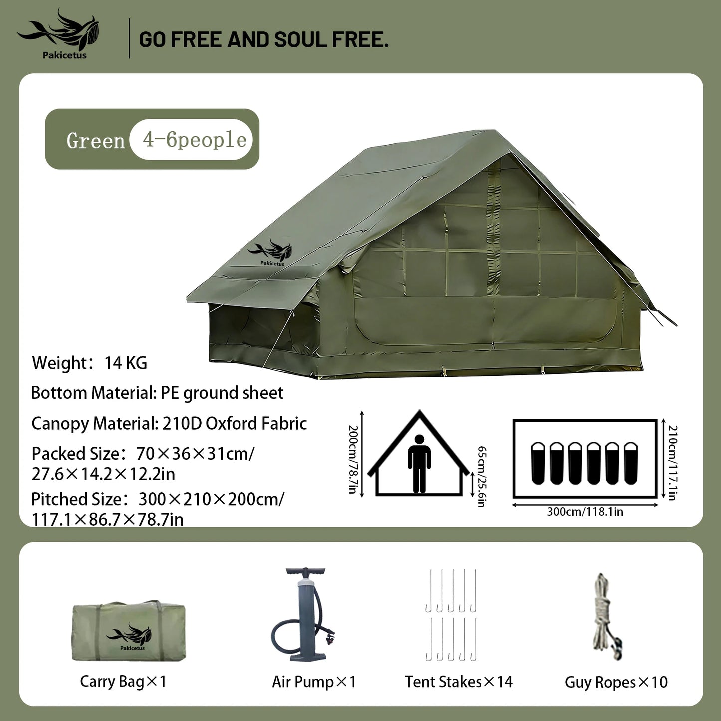 Pakicetus Quick Setup Inflatable Camping Tent For Family