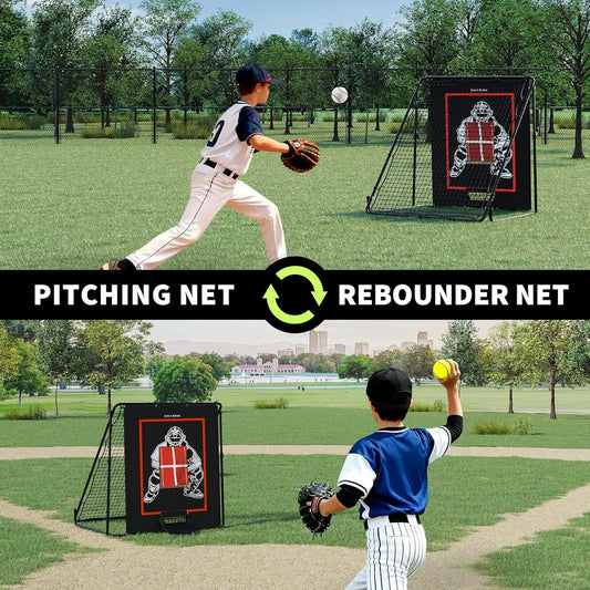 HiMISS Baseball Pitching and Rebounder Net 2-in-1 Trainer