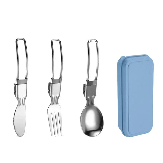 1/3PC Mini Portable Outdoor Spoon Fork Tableware Camping Stainless Steel Cutlery Set for Hiking Outdoor Camping Cooking Supplies