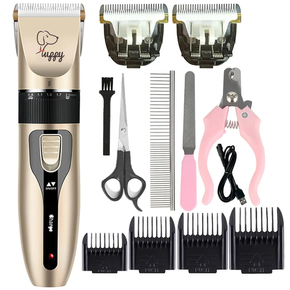 Dog Hair Clipper Cordless Rechargeable Pet Grooming Trimmer Shaver Set