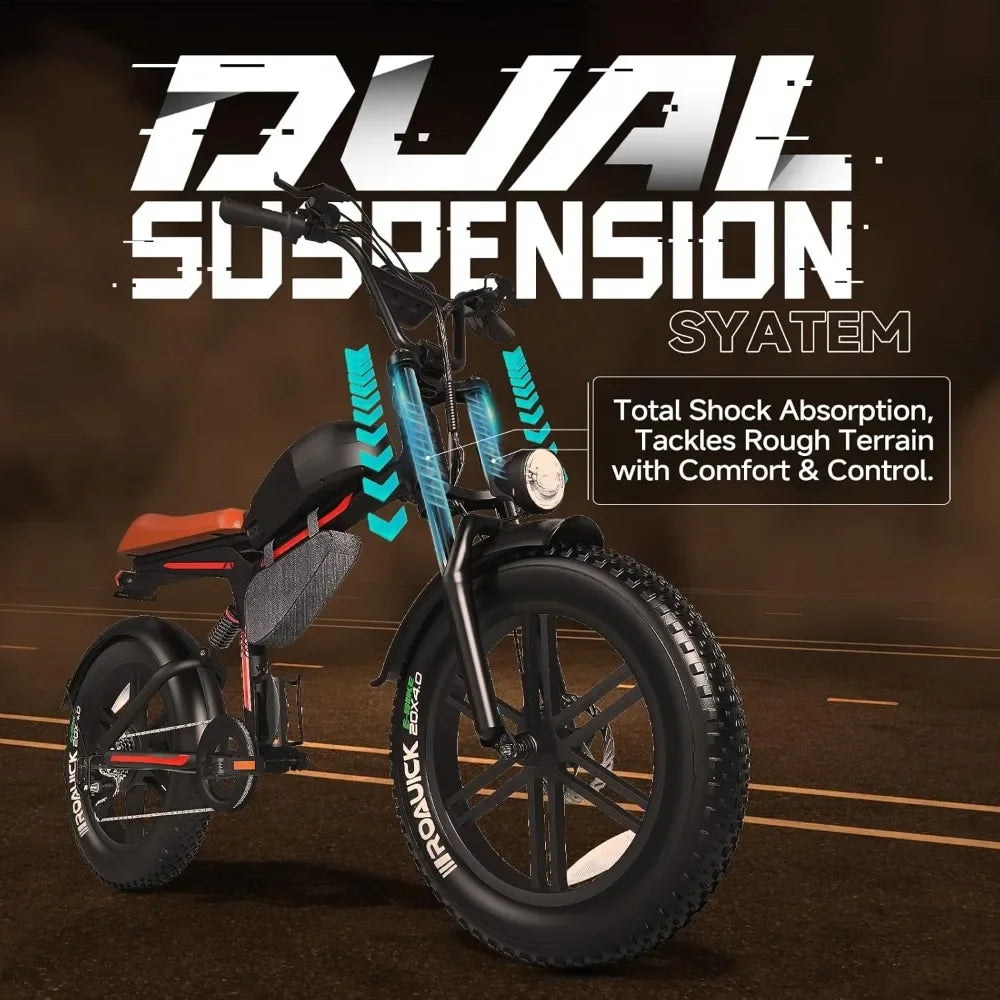 Electric Bike for Adults 1500W Moped Style Fat Tire Ebike