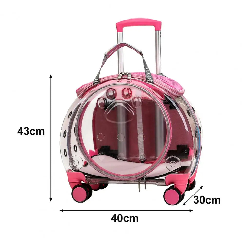 Pet Trolley Case With Ventilation Holes Portable Carrier For Cats