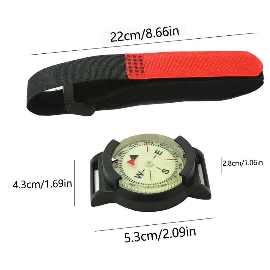 Professional Diving Compass Watch Waterproof Night Light For Outdoors