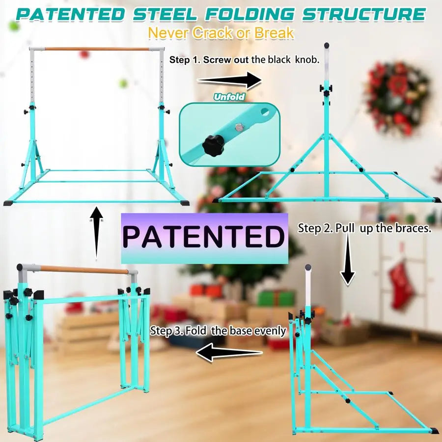 XMSJ Foldable Gymnastics Bar for Kids Adjustable Kip Bar