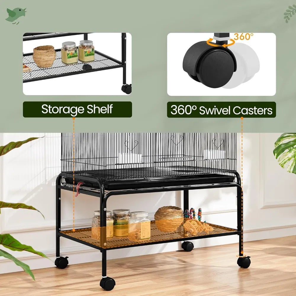 NONECN Bird Cage With Rolling Stand For Parrots And Budgies