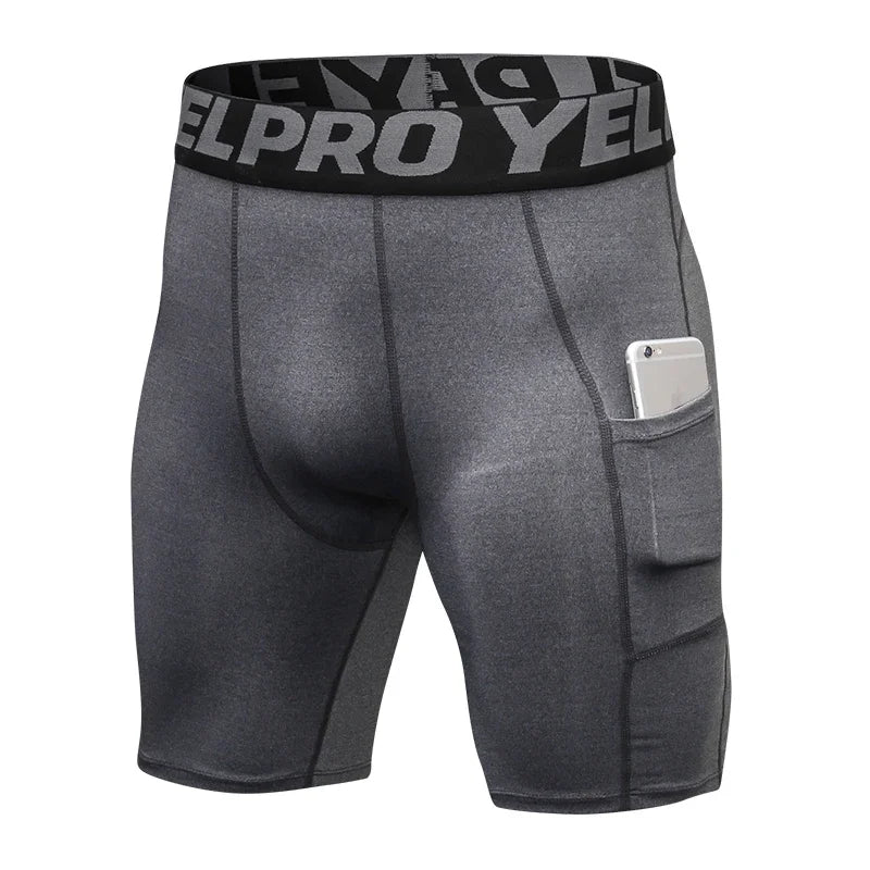 Sports Shorts Men Compression Running Shorts With Pocket Quick Dry Workout Gym Shorts Fitness Sport Leggings for Men