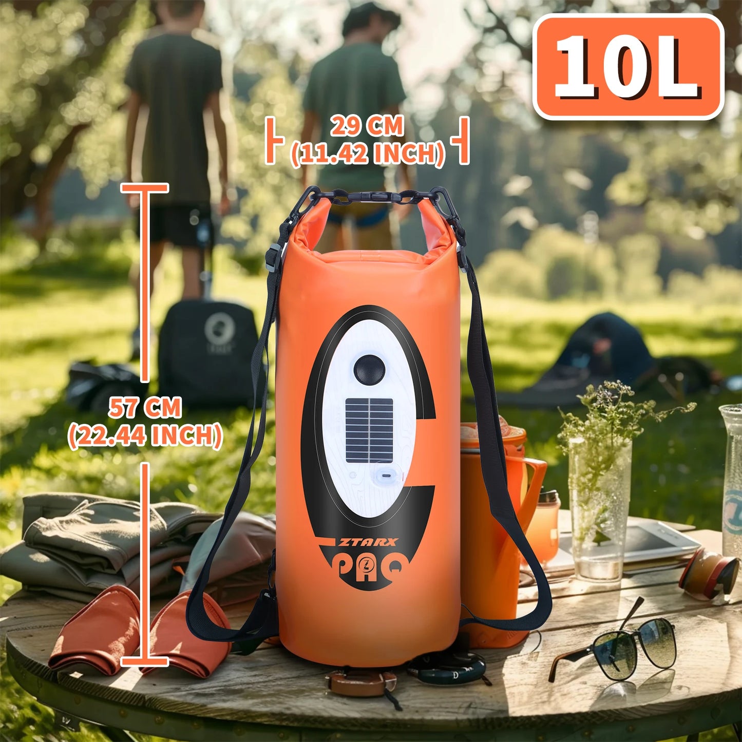 Selorss Solar Powered Waterproof Hiking Backpack With Bluetooth Speaker