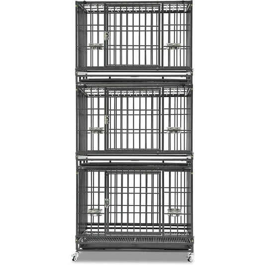 Three Tier Dog Crate With Escape Proof And Lockable Wheels