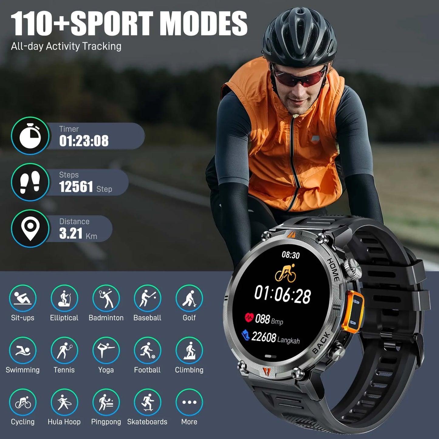 EIGIIS KE3 Bluetooth Call Smartwatch Full Touch Screen With Heart Rate Monitor