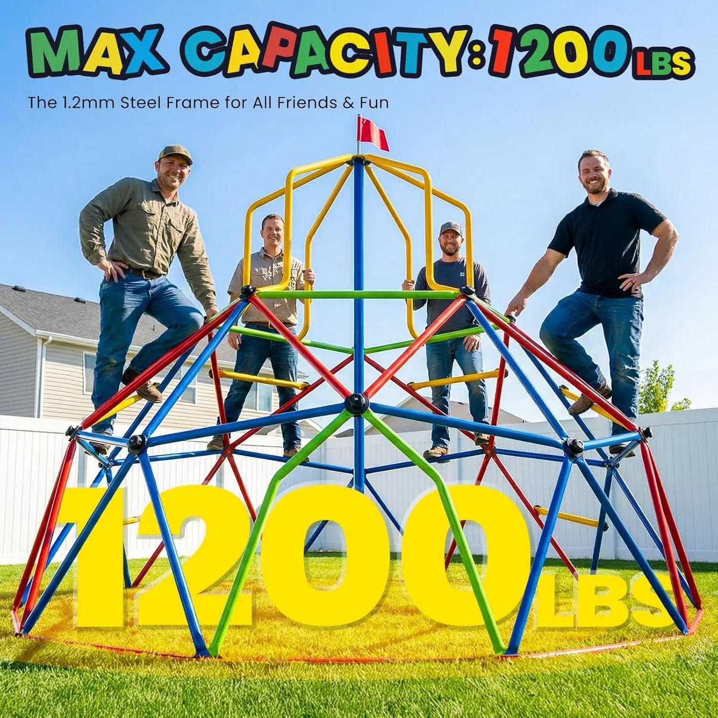 Outdoor Climbing Dome With Tower Geometric Climber For Kids