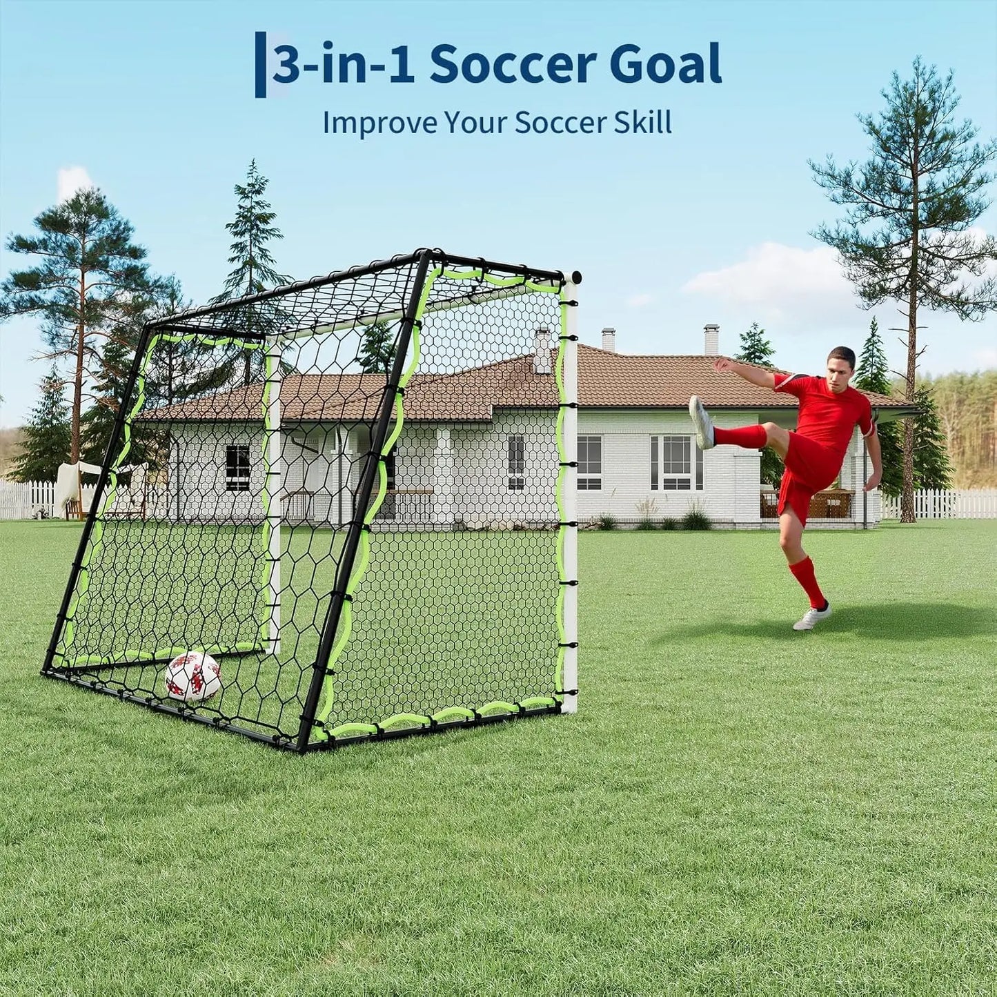 HiMISS 3in1 Soccer Goal Rebounder Net For Training