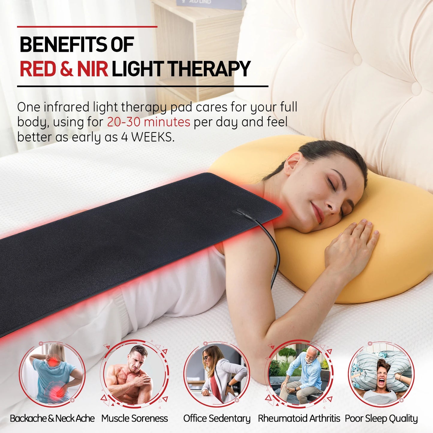Astarexin Red Light Therapy Heating Pad for Body Pain Relief
