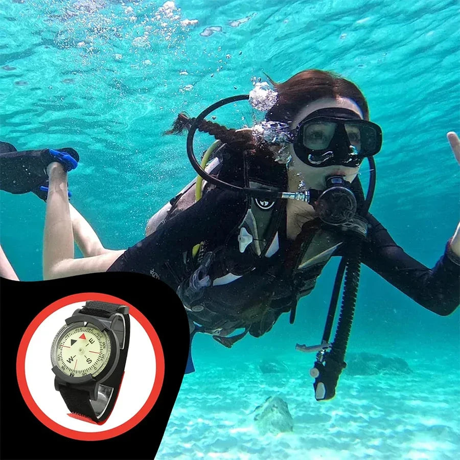 Professional Diving Compass Watch Waterproof Night Light For Outdoors