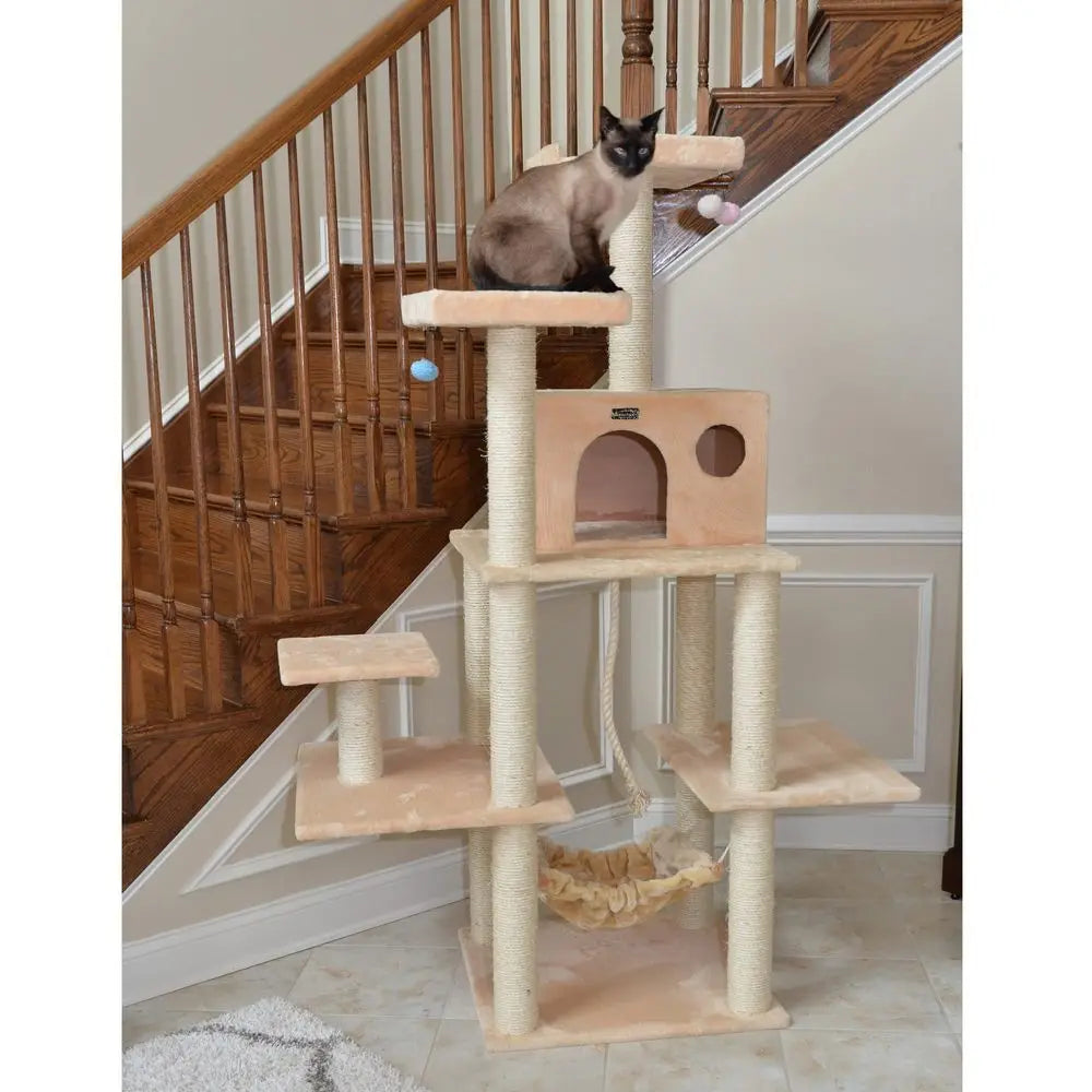 A7202 Real Wood Cat Tree For Multi-Level Climbing Design US Origin