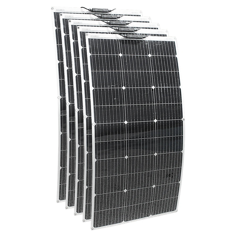 ASUNERGEN Flexible Solar Panel Charger For Camping RV Boat 100W Battery