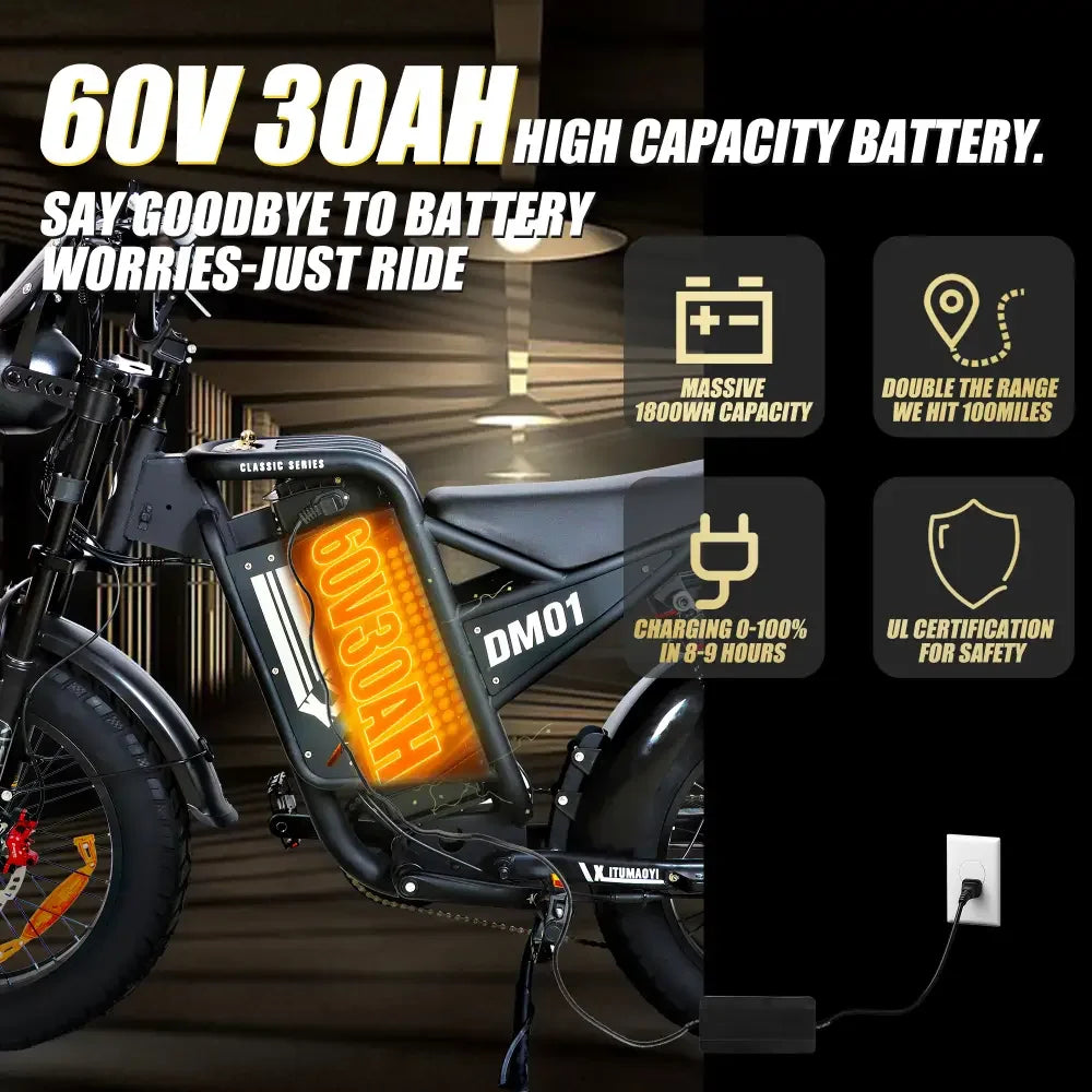 Baolujie DM01 Electric Bike 2000W 60V 30Ah Battery