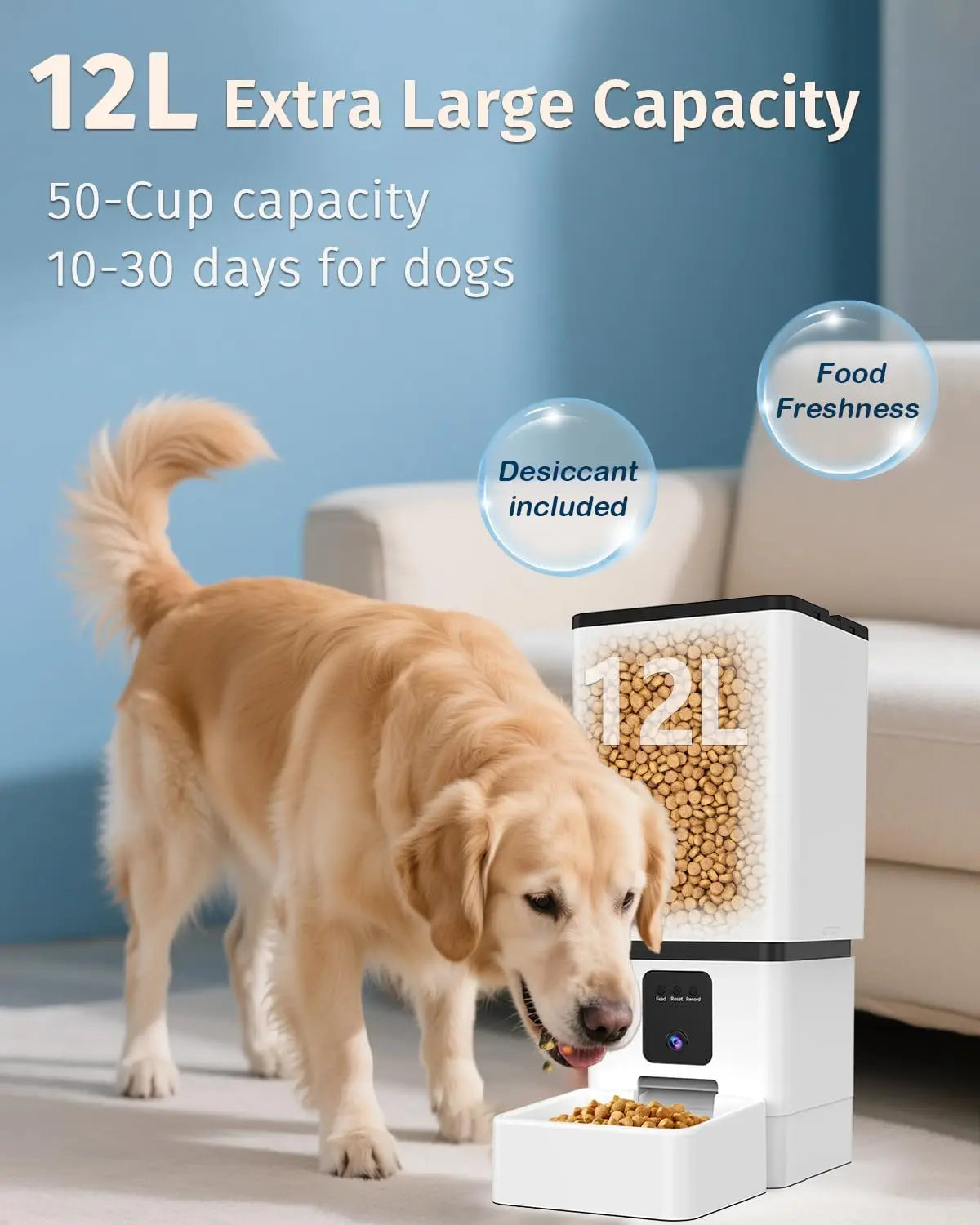 Smart Automatic Dog Feeder With Camera, HD Night Vision, WiFi App Control