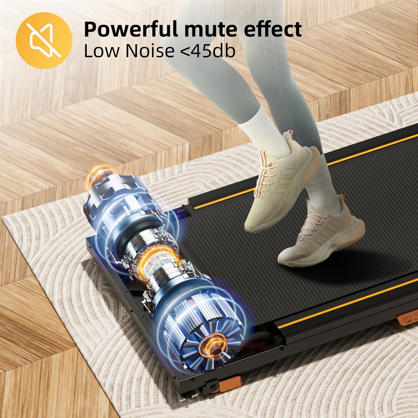 Driving Under Desk Treadmill Incline Walking Pad 2.5HP