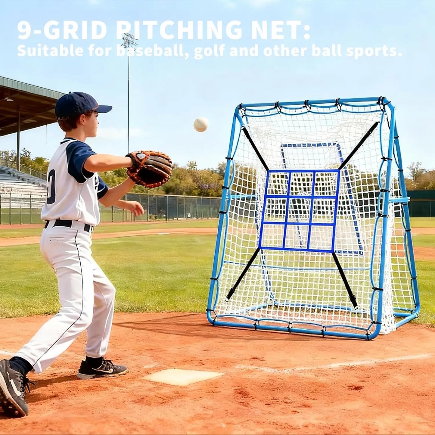 TWISTER.CK Baseball Pitching Rebounder Net 9-Hole Angled Practice Trainer