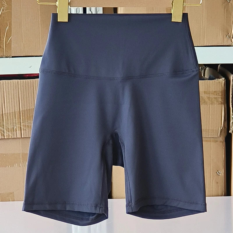 Nylon Elastane Women's Yoga Shorts High Waist Slim Fit