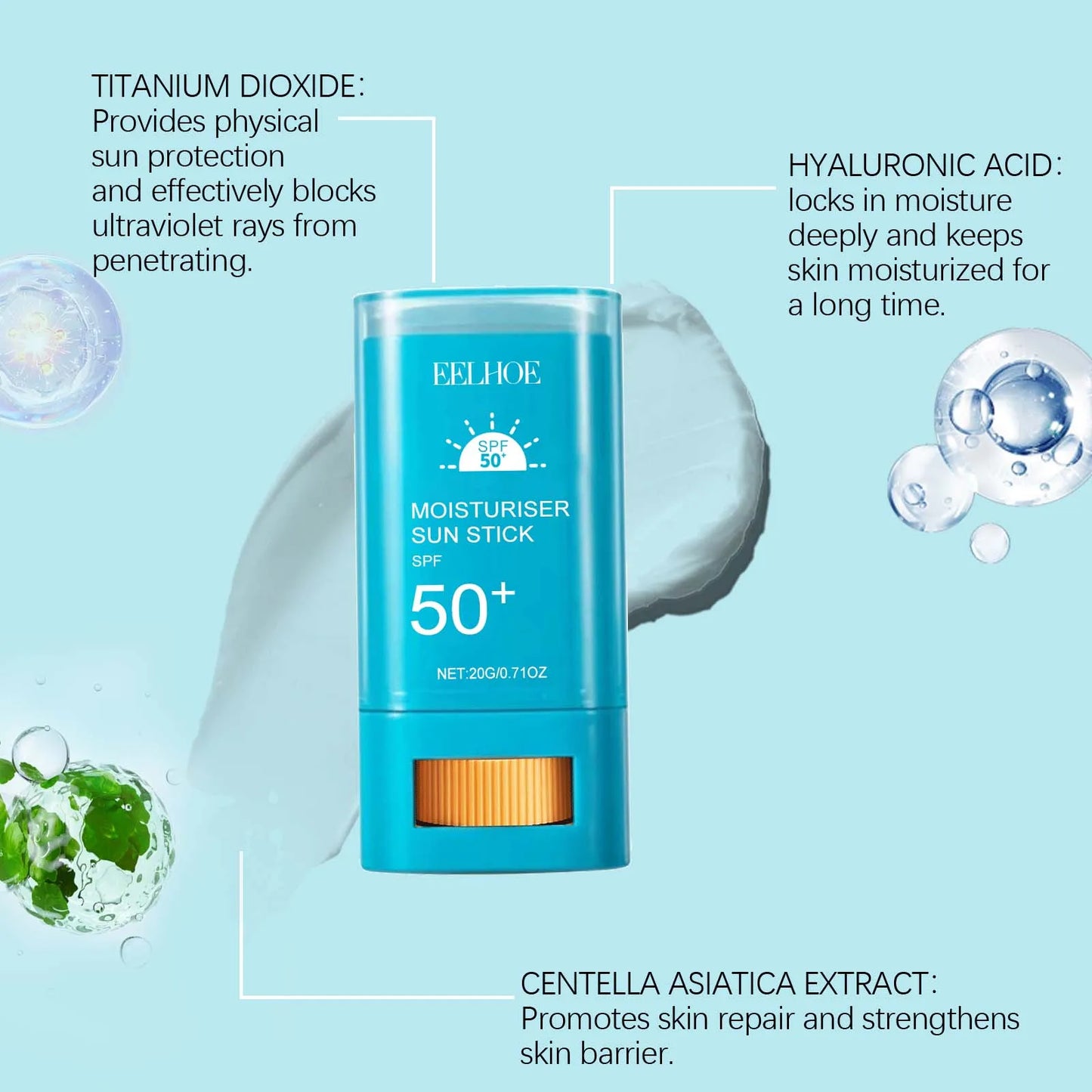 Eelhoe Centella Sunscreen Stick SPF 50 Plus Long Lasting Moisturizer