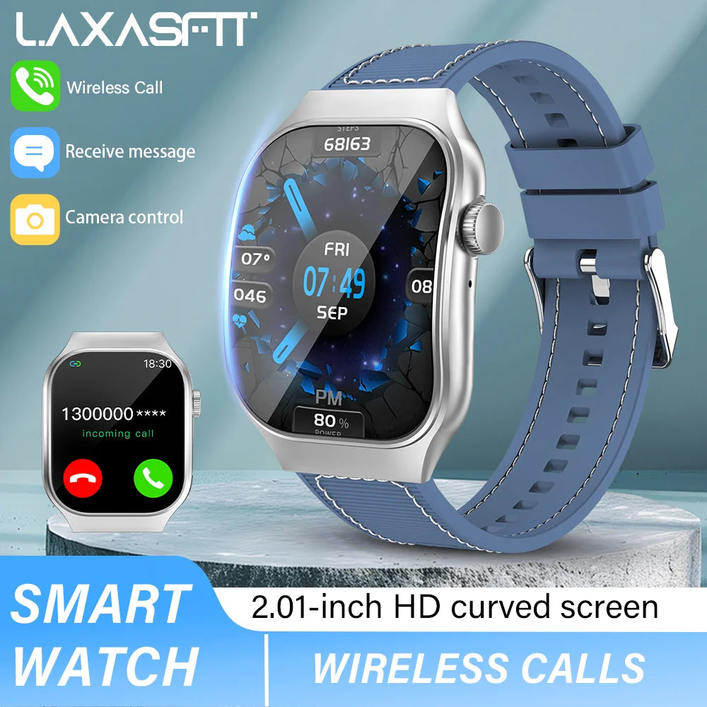 LAXASFIT Curved Screen Smartwatch With Bluetooth Calling Customizable Watch Faces