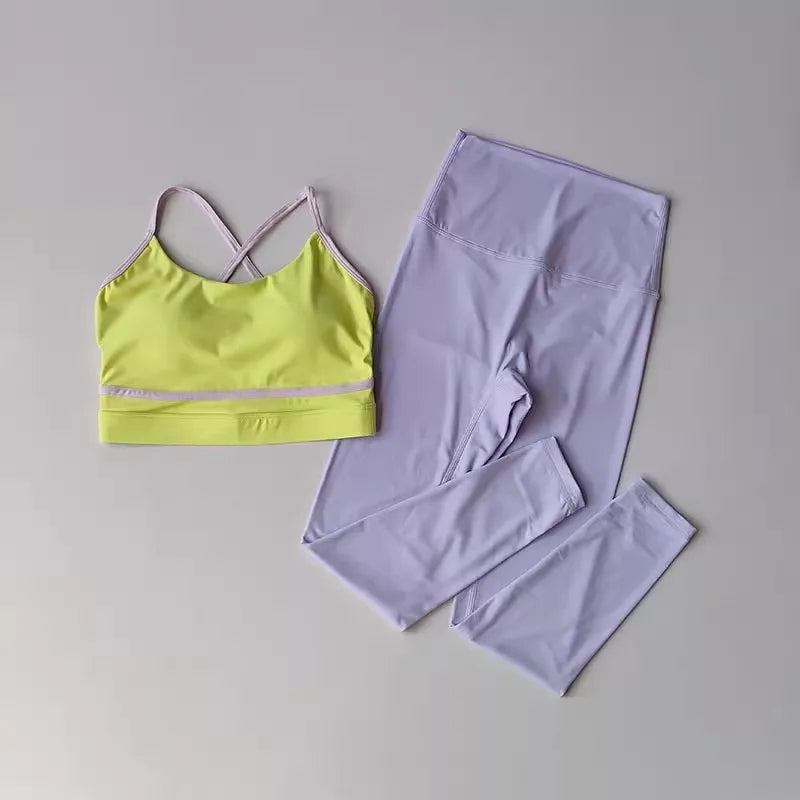 Two Piece Women Yoga Set High Waist Shorts Sports Bra