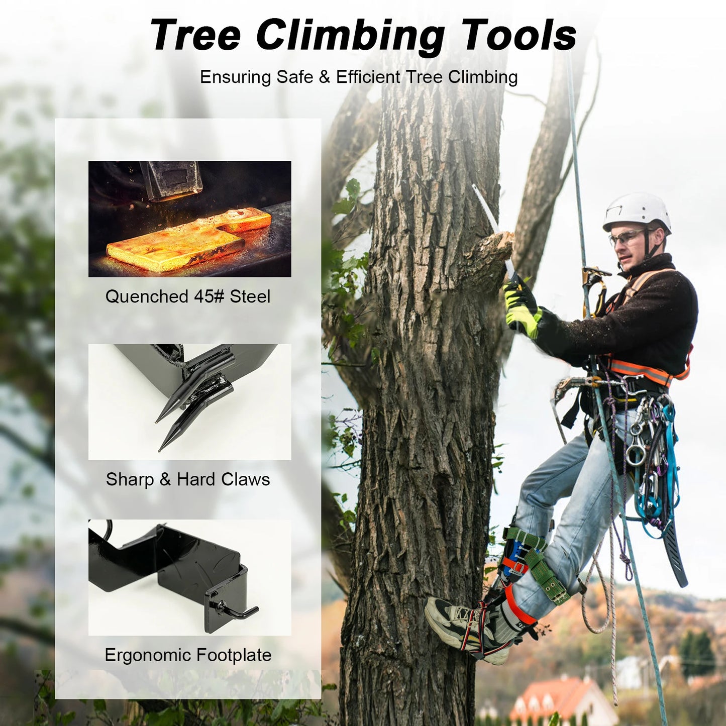 Tree Climbing Spikes Kit With Safety Harness And Gloves Arborists