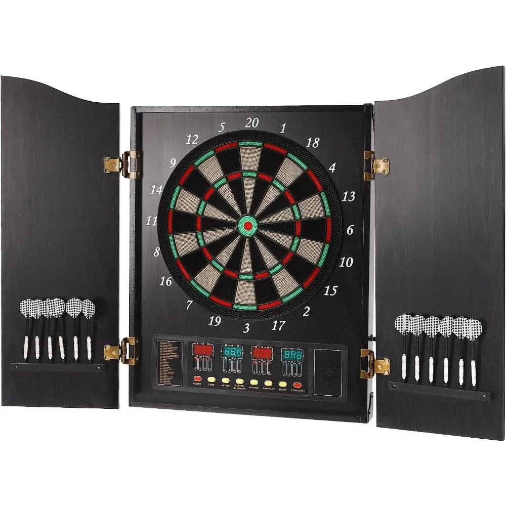 Dartboard Cabinet Set With Electronic LCD Scoreboard