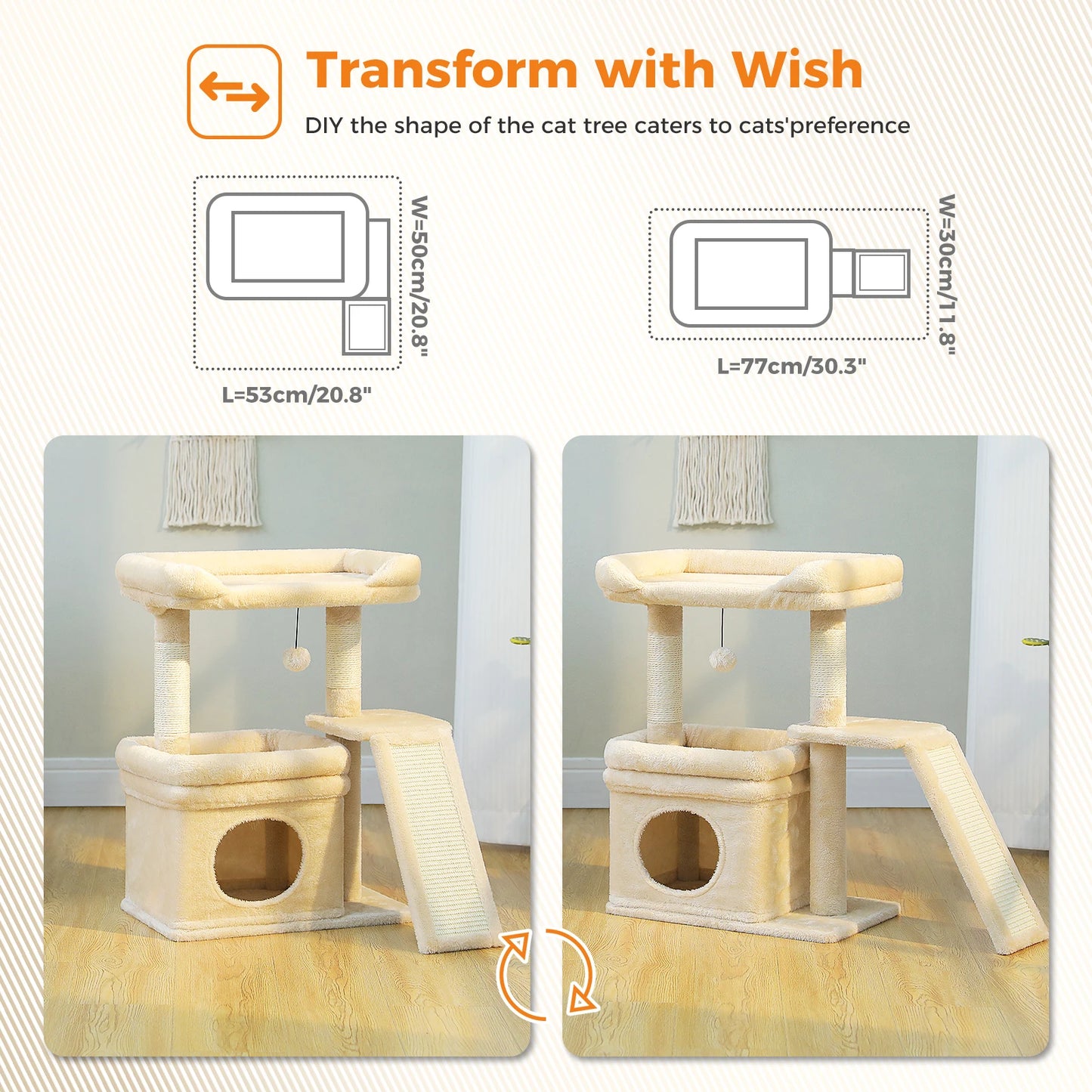 PAWZ Road Small Cat Tree Indoor Tower With Scratching Post