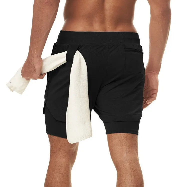 Men's Quick-Dry Running Shorts 2-In-1 Gym Fitness Workout