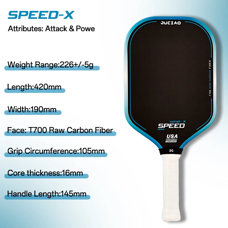 JUCIAO Gen3 Carbon Fiber Pickleball Paddle For Power And Spin