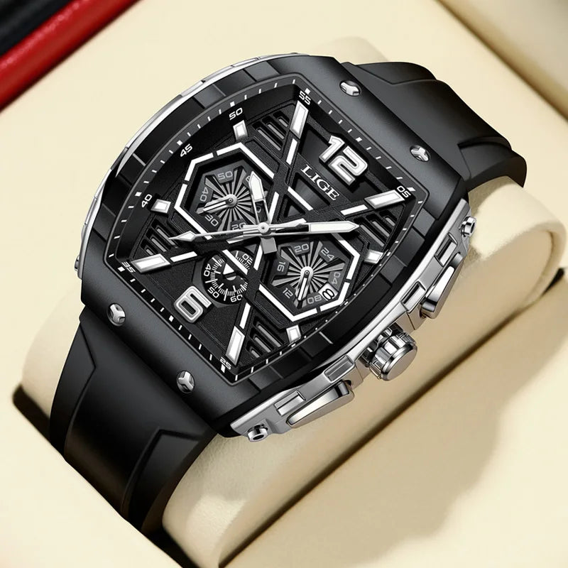 LIGE Men's Luxury Waterproof Quartz Wristwatch with Luminous Date