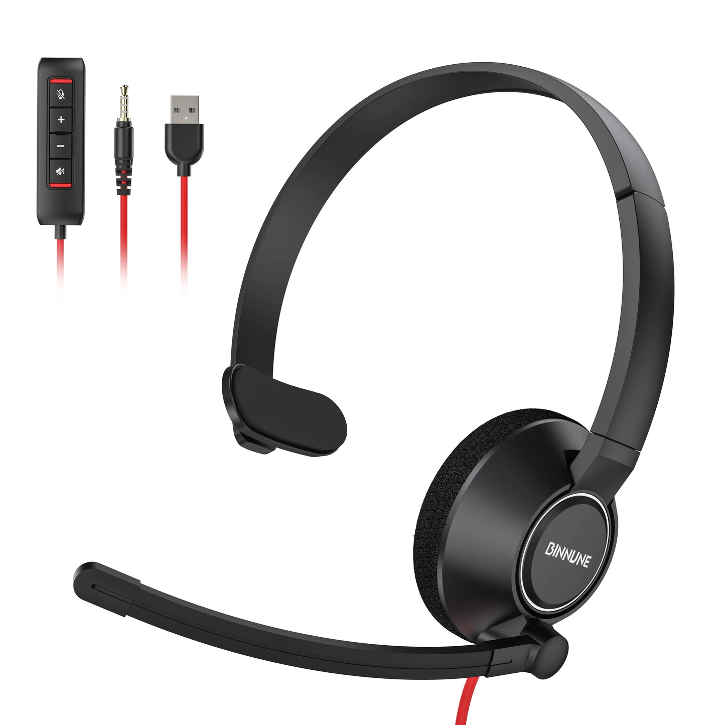 BINNUNE Wired Headphones With Mic Noise Cancelling For Office