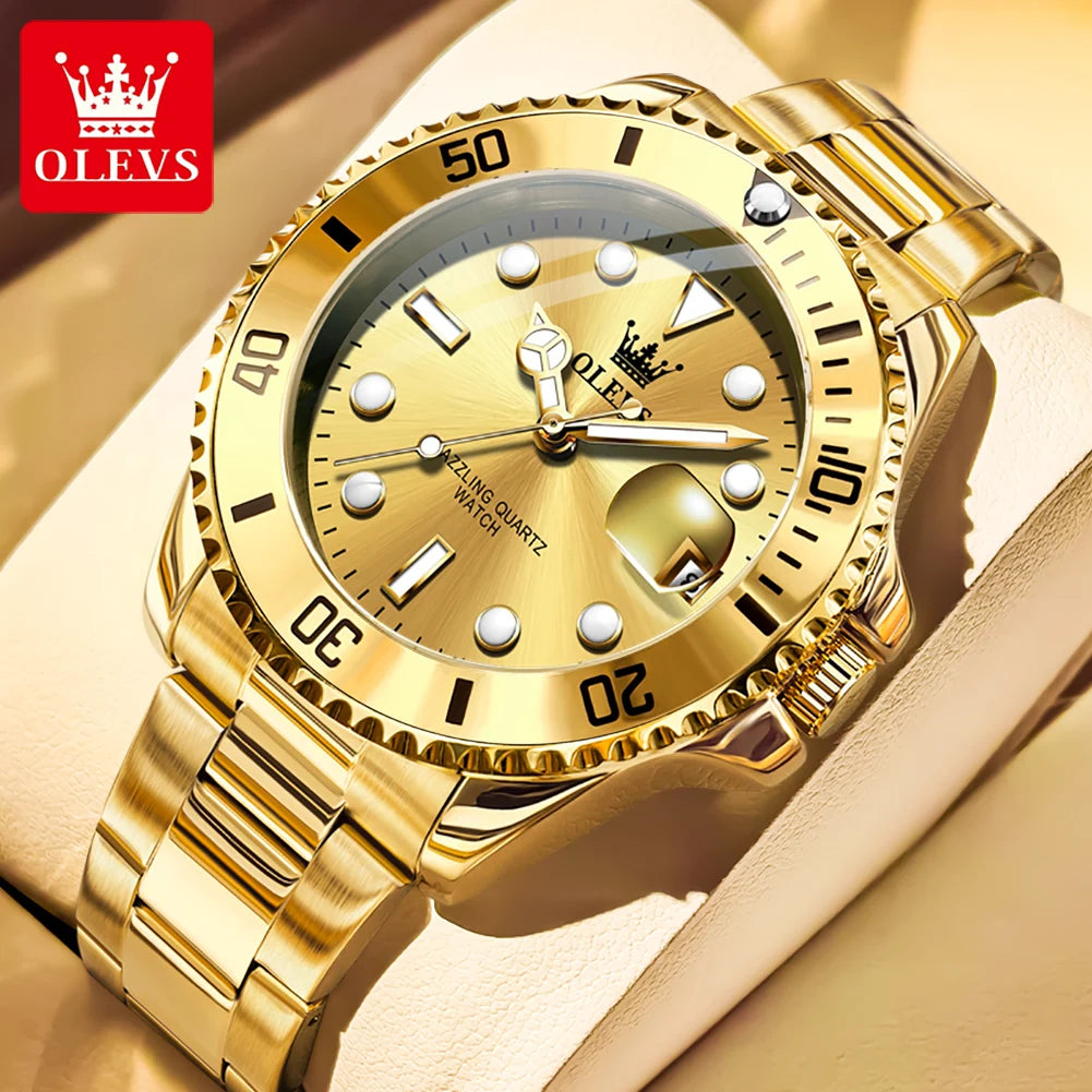 OLEVS 5885 Men's Diving Quartz Watch Stainless Steel