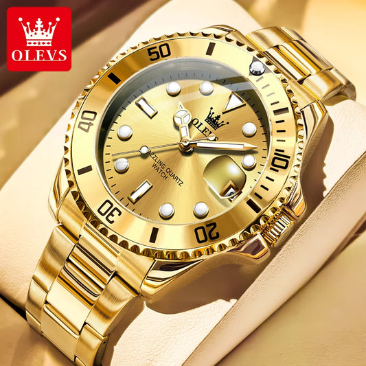 OLEVS 5885 Men's Diving Quartz Watch Stainless Steel