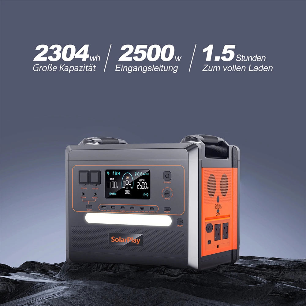 SOLARPLA Camping Portable Power Station 2400W /2500W Lifepo4 Battery 220V110V AC Outlets Power Emergency Backup For Home Outdoor