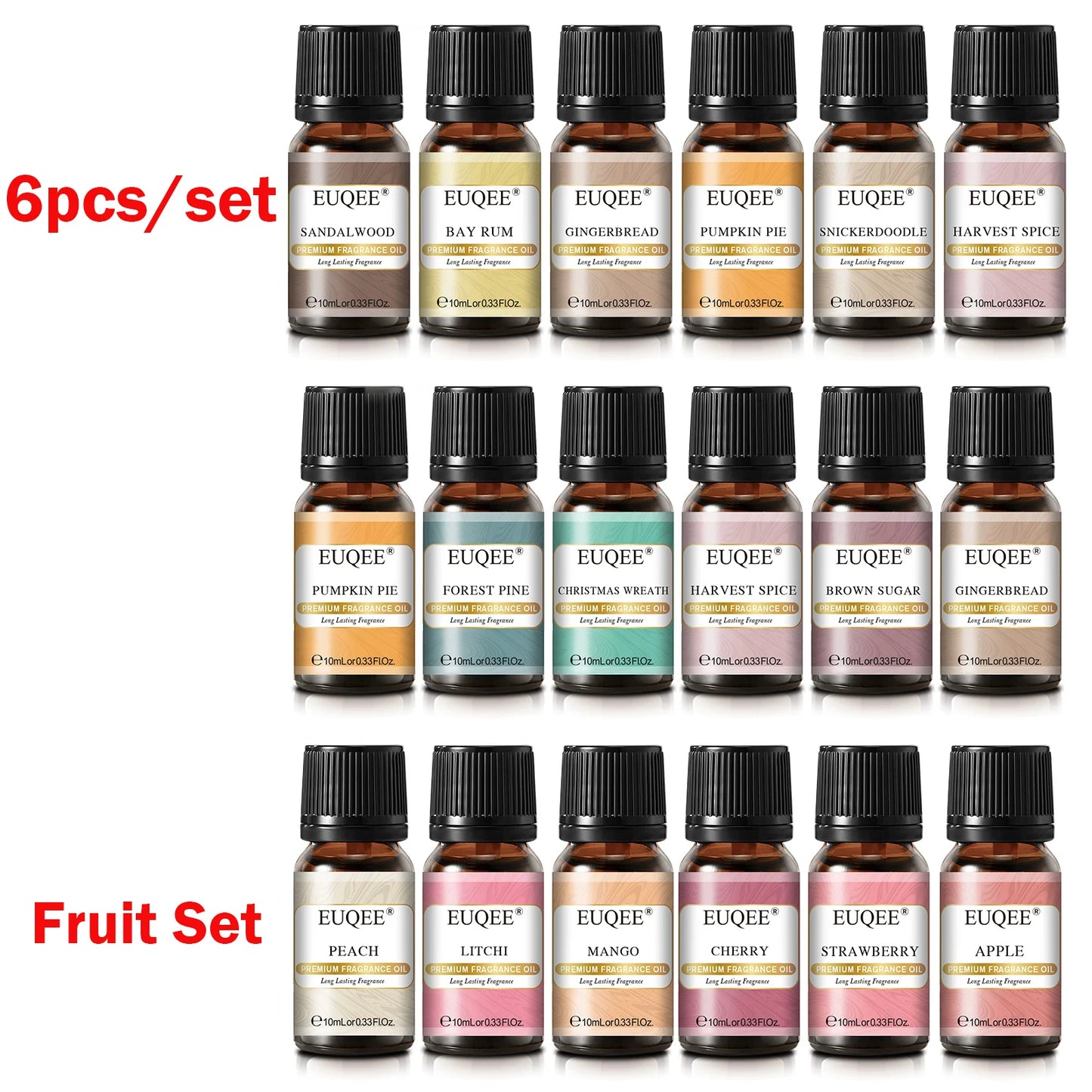EUQEE Aromatherapy Fragrance Oil Gift Set Six Bottles