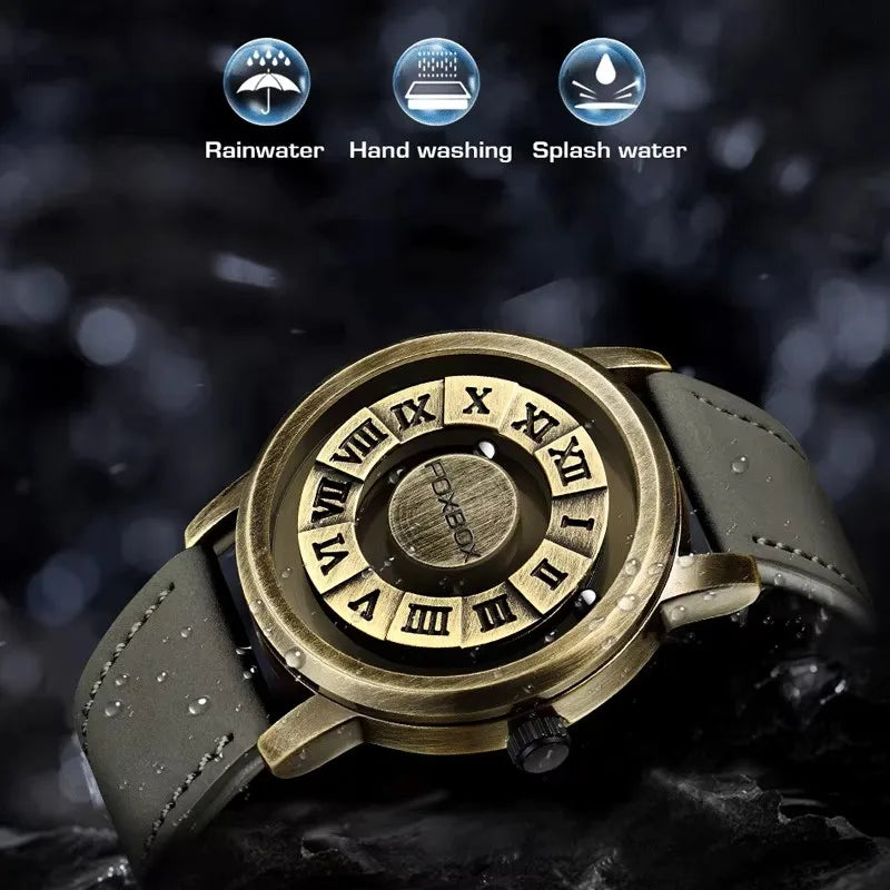 Foxbox Men's Quartz Watch Waterproof Leather Strap