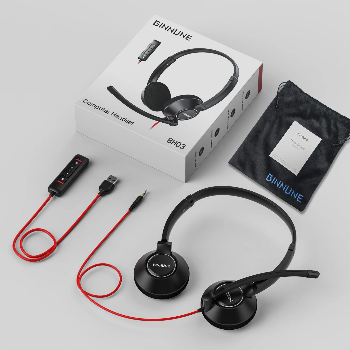 BINNUNE Wired Headphones With Mic Noise Cancelling For Office