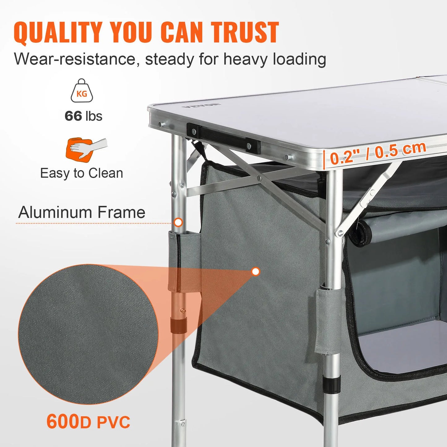 VEVOR Camping Kitchen Table Quick Set-Up Folding Table