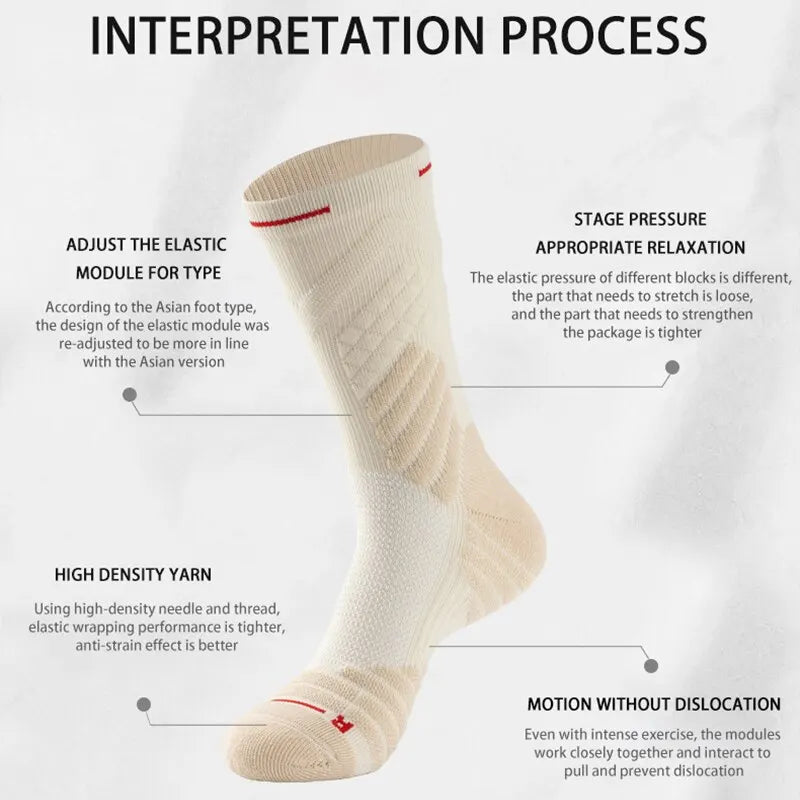 MOMMIELIFECN Basketball Socks For Men Mid-Tube 4 Pairs