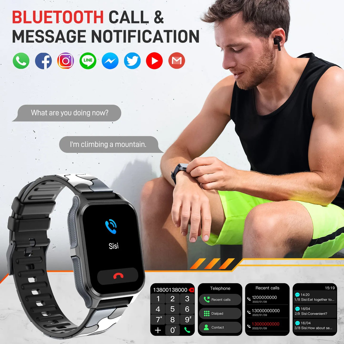 LaNikar Smart Watch 3ATM Waterproof Heart Rate SpO2 BP HD Calls