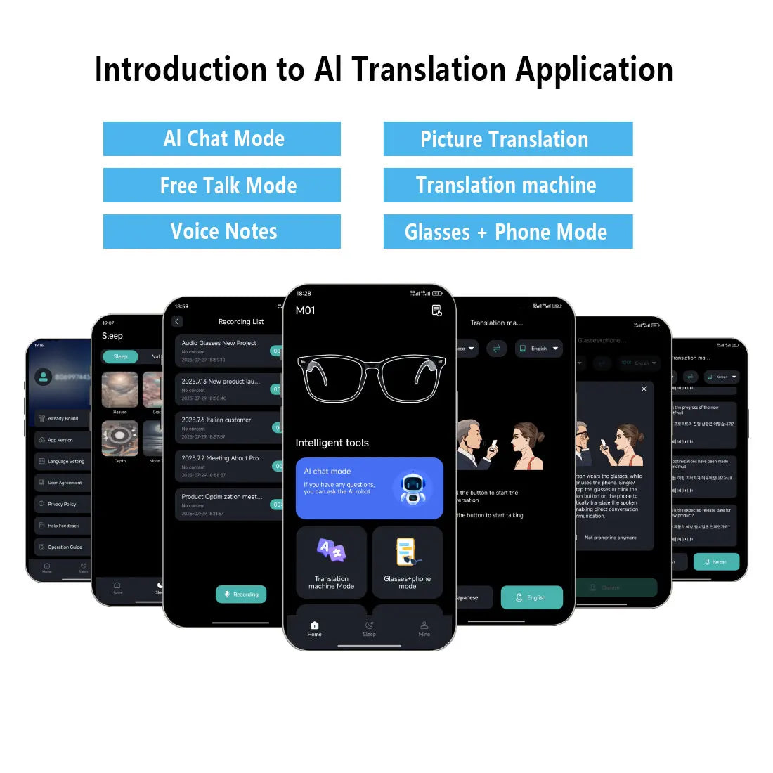 Giinova Smart Glasses With Translation App Open Ear Audio HD Calls HiFi Music