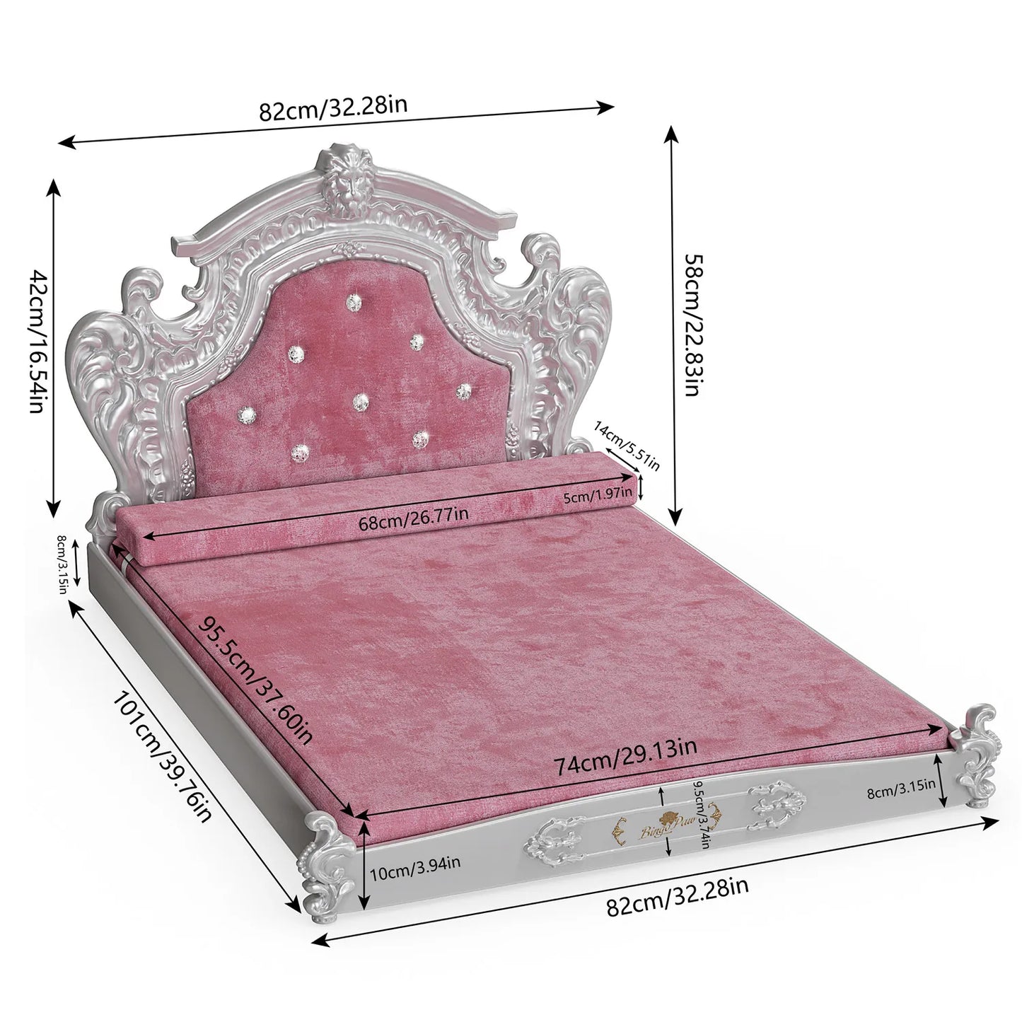 Bingopaw Dutch Velvet Luxury Pet Bed With Headboard For Dogs And Cats