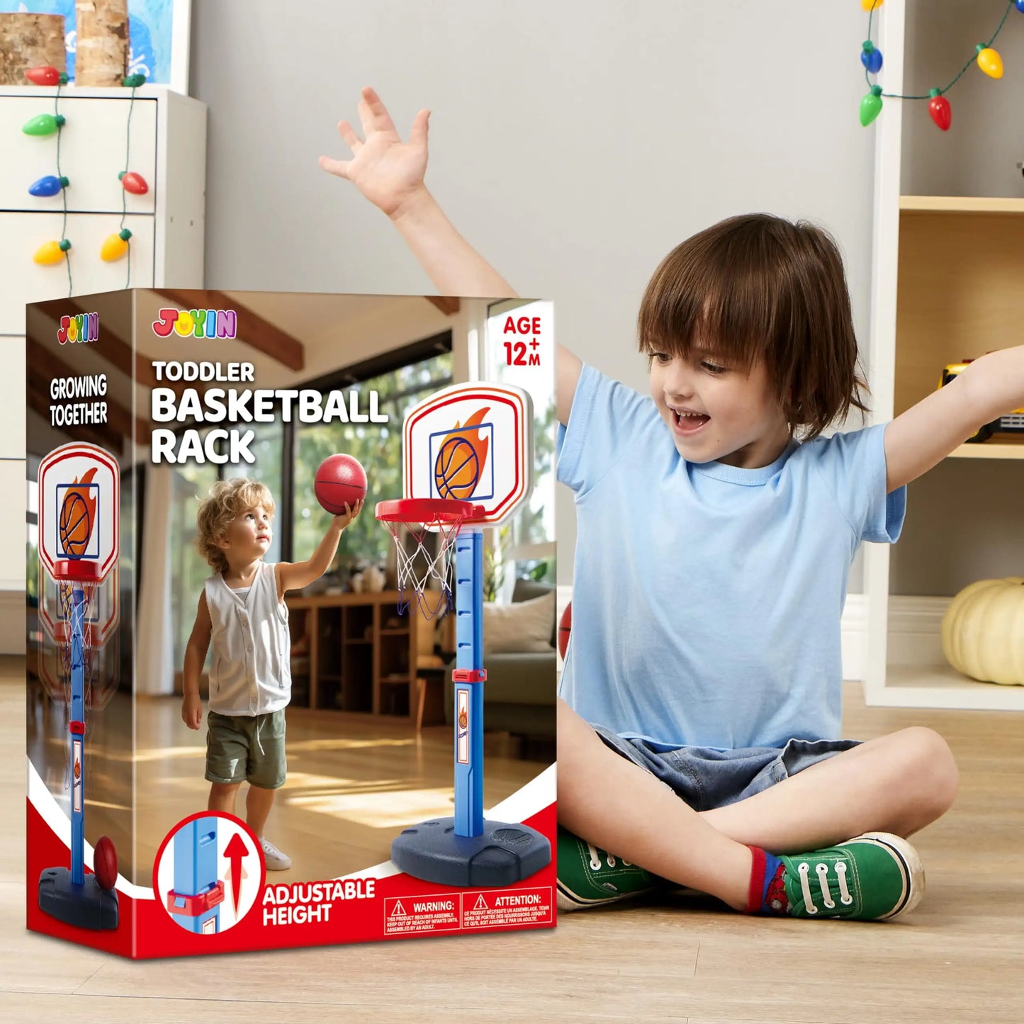 Joyfy Toddler Indoor Basketball Hoop Set With 4 Balls