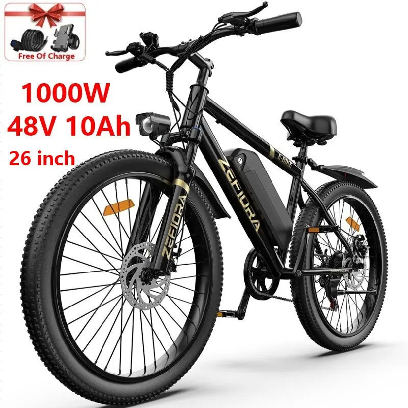 ZEFIORA Electric Bicycle 1000W 48V Lithium Battery